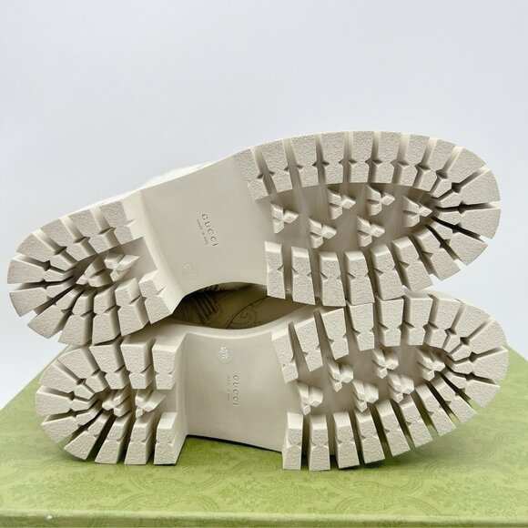 Gucci Marmont GG Interlock Embossed Lace Up Boots White Leather Platform EU 40.5 - Picture 11 of 13